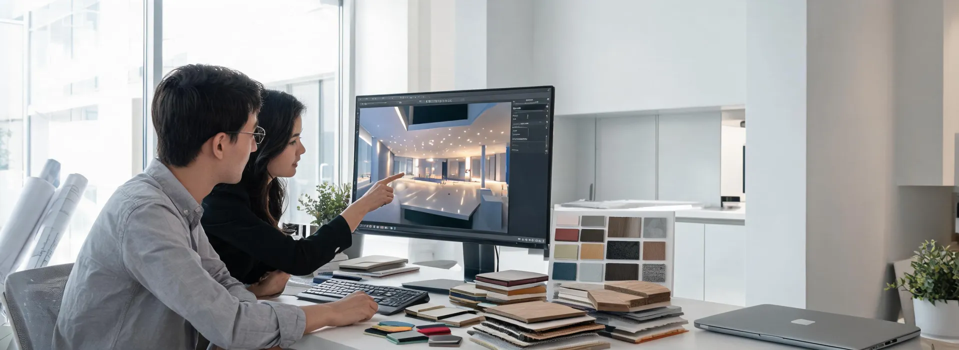 Architect reviewing a lighting model